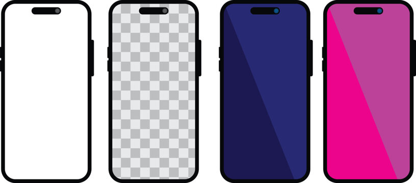 smartphone mockup with blank  screen in realistic, clay, flat vector, line style. mobile phone mockup front view. vector illustration.eps10