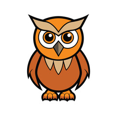 Cute Owl Sticker Isolated on White Background