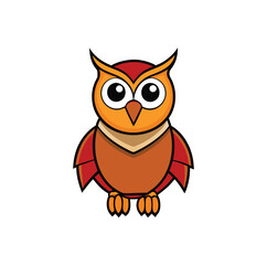 Cute Owl Sticker Isolated on White Background
