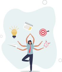 Work productivity and efficiency, business idea, multitasking and project management.flat vector illustration.