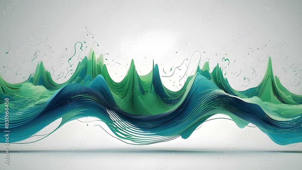 Poster blue and green digital curves make up the sound wave pattern element.
