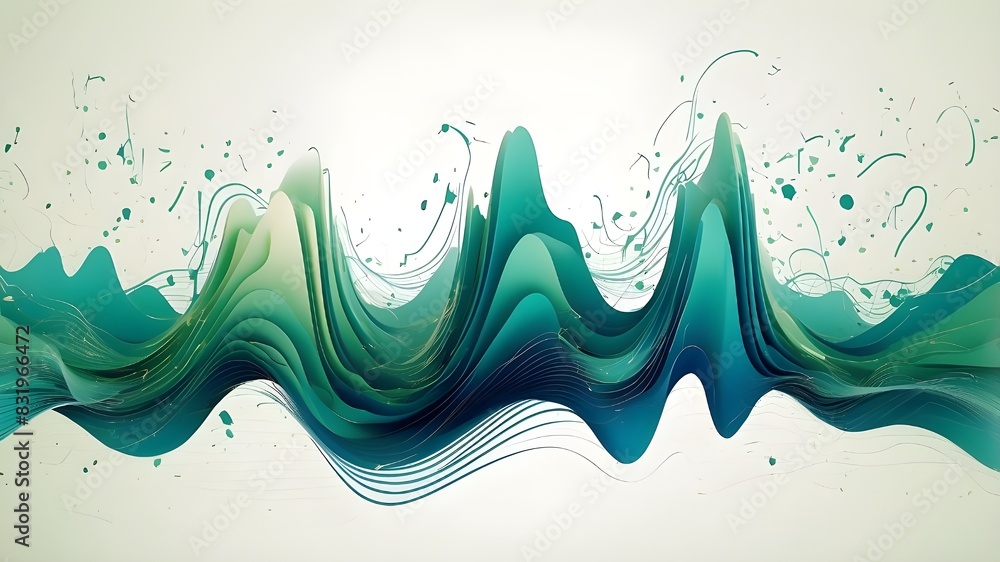 Poster blue and green digital curves make up the sound wave pattern element.