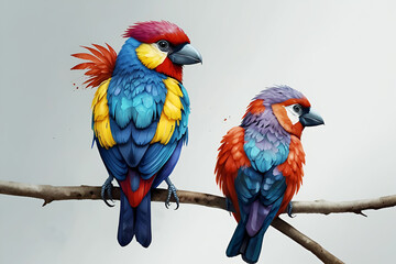 Obraz premium A captivating watercolor illustration featuring birds