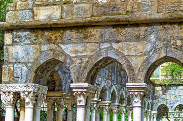 Remains of public medieval garden near Columbus house in Genoa, Italy.
