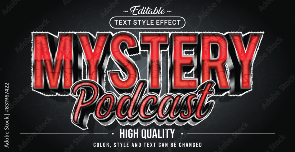 Aufkleber editable text style effect - mystery podcast text style theme.