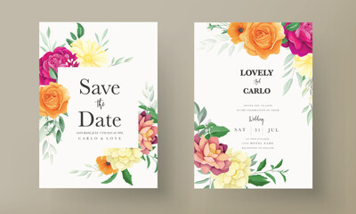 wedding invitation with beautiful flower floral frame