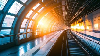 Obraz premium High-speed train photographed at the station with a sense of speed and movement