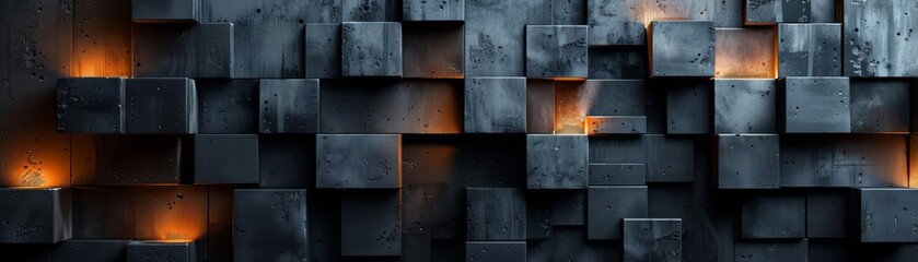 wallpaper in the dark with various black cubes