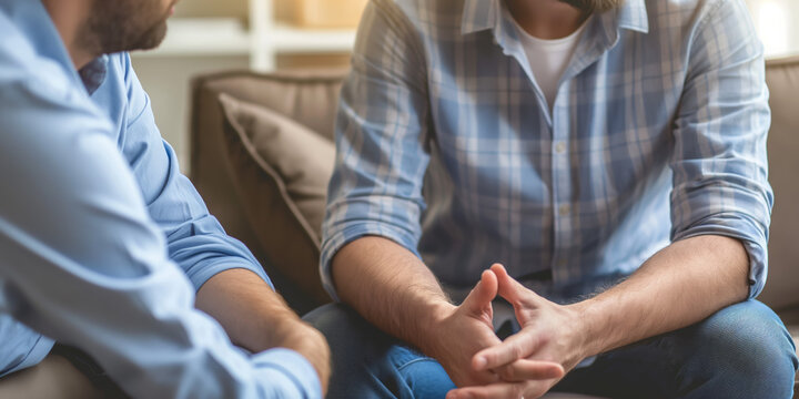 Close-up of two individuals engaging in a serious conversation, focusing on their body language