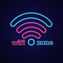 Vector signal wifi sign neon effect. Fully vector effect without raster effects