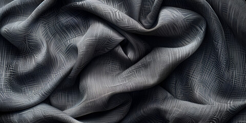 A dark blue textile with a textured pattern a wrinkled blue textile with a striped pattern textile has a soft focus, creating a sense of depth background is plain blue, and the foreground is slightly 