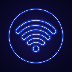 Vector signal wifi sign neon effect. Fully vector effect without raster effects