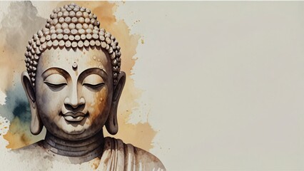 watercolor painting of budha with empty space