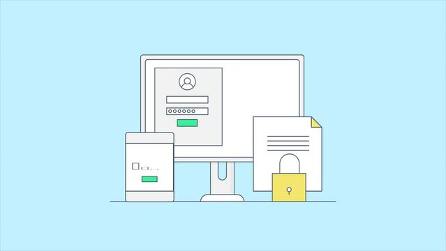 Website account security system, 2 step authentication, Sending OTP to mobile for validation. Animation video clip.