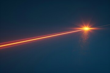Wschodzące słońce nad morzem z laserowym promieniem