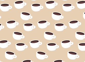 seamless pattern with coffee beans cup cute