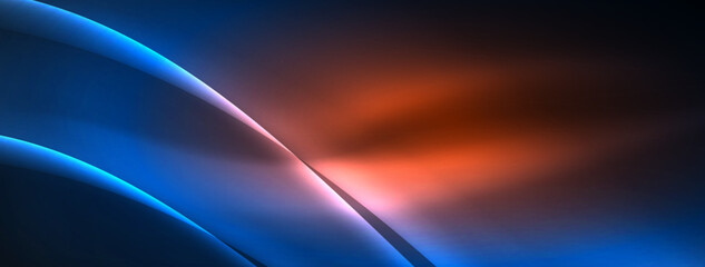 Neon light glowing waves and lines background set for wallpaper, business card, cover, poster, banner, brochure, header, website