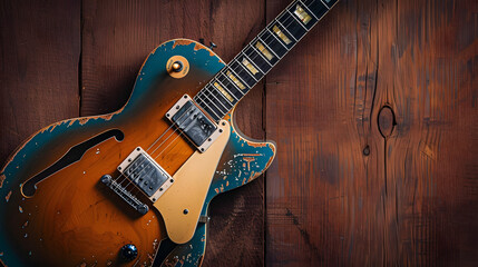 Fototapeta premium Studio shot of retro styled electric guitar
