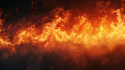Fototapeta premium A dramatic and intense display of fiery flames and glowing embers, capturing the raw energy and heat of a blazing fire. 