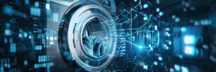 AI high-tech futuristic washing machine and dryer concept