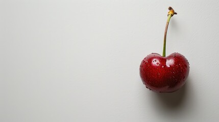 Single cherry on a white background
