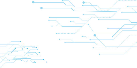 Vectors High-tech connection system on a blue background. Technology digital circuit board background. Technology black circuit diagram.