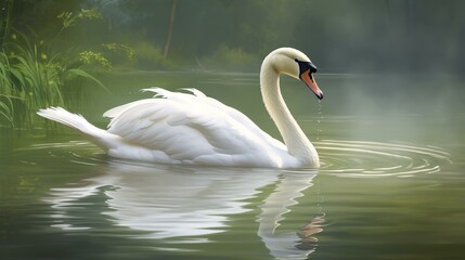 Naklejka premium Elegant illustration of a graceful swan exuding beauty and grace with sleek curves and a serene expression on a clean background.