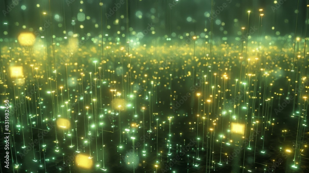 Poster the crew carefully maneuvers through a field of shimmering nodes each representing a unique piece of