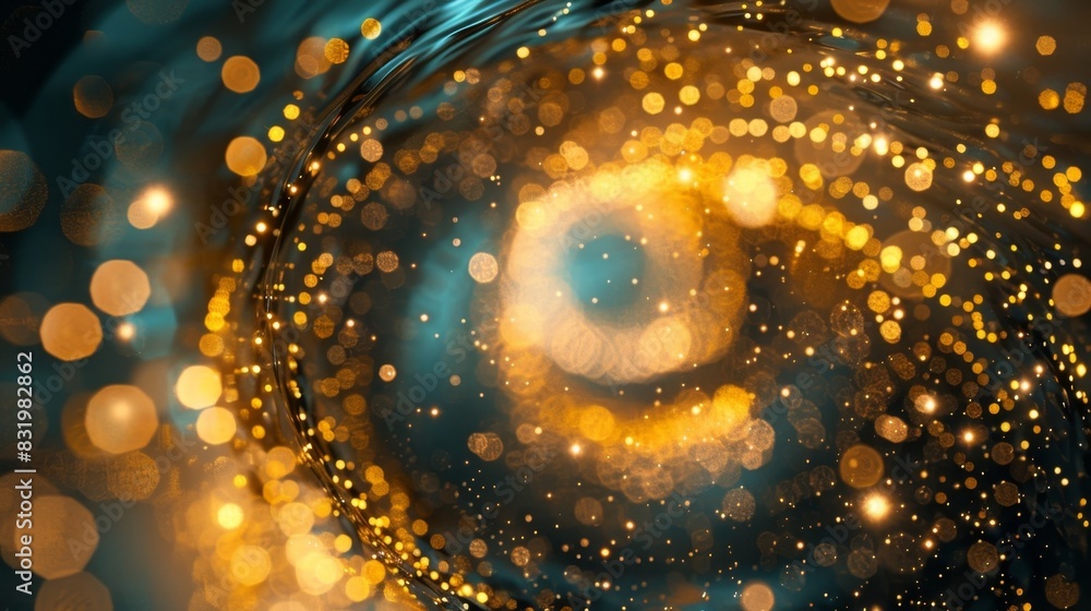 Poster a blend of waves and particles creating a vortex effect conveying the whirlwind of events that affec