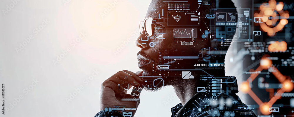 Aufkleber data scientist coding in a modern office environment with space for your message