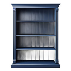 Blue wooden bookshelf isolated on white background 3D rendering