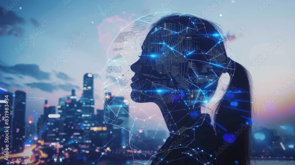 Poster digital transformation technology strategy, iot, internet of things. transformation of ideas and the