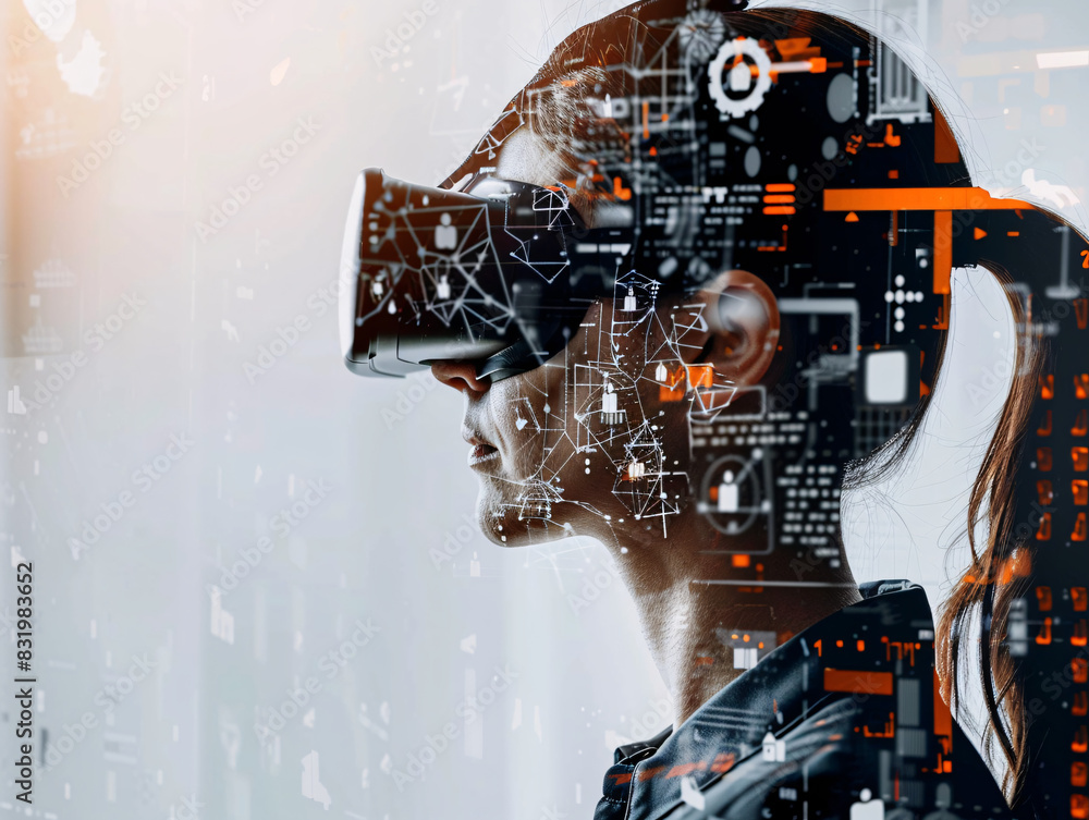 Poster scientist using virtual reality for machine learning development with space for your text
