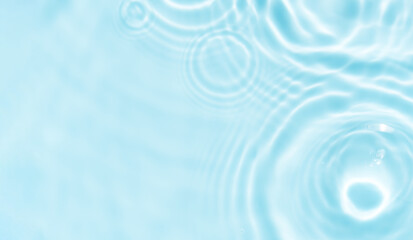 Water texture with drop, ripples, splash in Aqua Blue background,Top view water texture waves with...