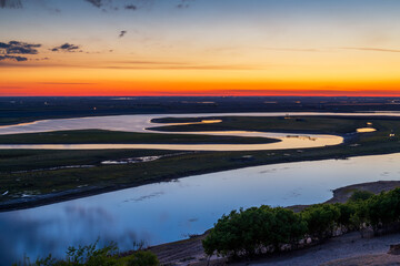 Sunset in Liujiazi, Dulbert Mongolian Autonomous County, Daqing City, Heilongjiang Province, China.