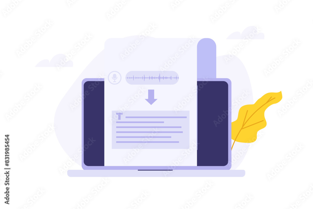Poster voice recognition, speech scanning, voice to text concept.vector illustration