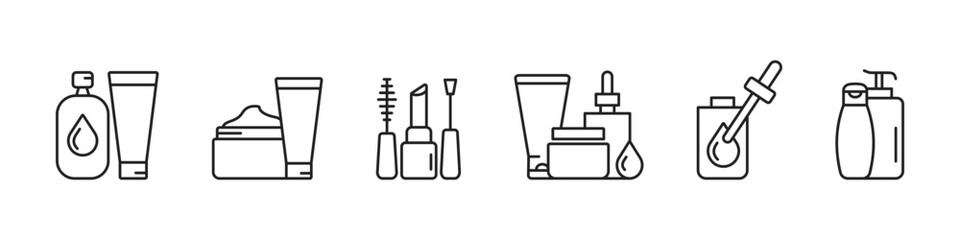 Cosmetic icon collection. Beauty elements. Vector