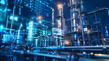 Fototapeta premium Illustration of Strengthening cybersecurity measures to protect industrial control systems from cyber threats. Ai Generate.