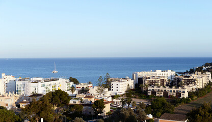 Ibiza, panoramic view of Santa Eularia des Riu. Balearic Islands, Spain.