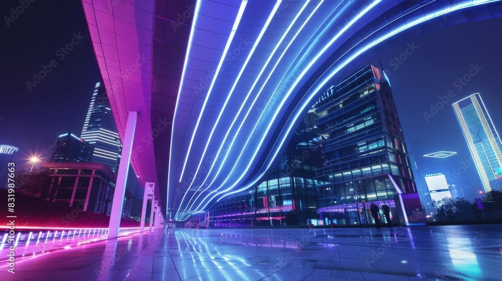 Aufkleber light trace of modern architecture