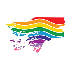 Guinea Bissau swoosh silhouette rainbow map
