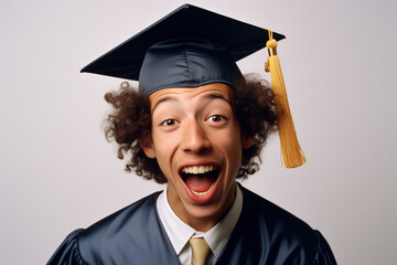 Happy student celebrating graduation with diploma in hand