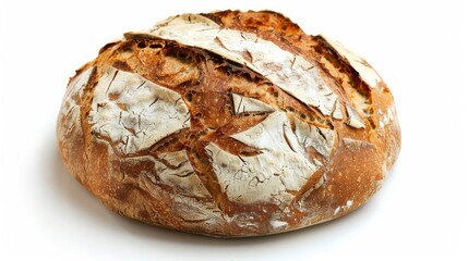 An artisan-crafted traditional sourdough Boule bread loaf made at home.