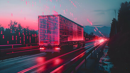 Obraz premium Transport Logistics Technology - trucking, road freight, delivery 