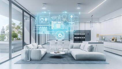 AI futuristic smart home concept