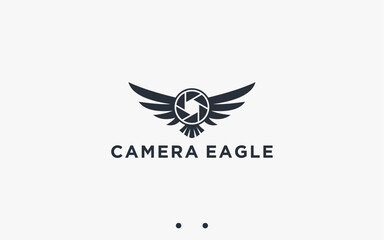 camera with eagle logo design vector silhouette illustration