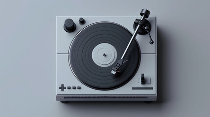 Fototapeta premium A turntable with a record player attached, spinning a vinyl record
