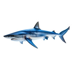 Blue shark side view full body isolate on transparency background PNG