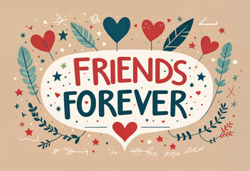 a poster with a quote that says friends forever surrounded by decorative elements