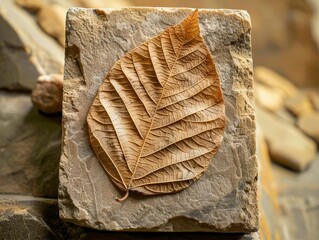 Autumn leaf on stone